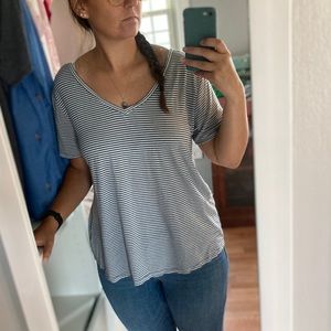 Striped deep v-neck top